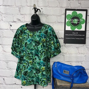 Worthington palm leaf blouse 0X